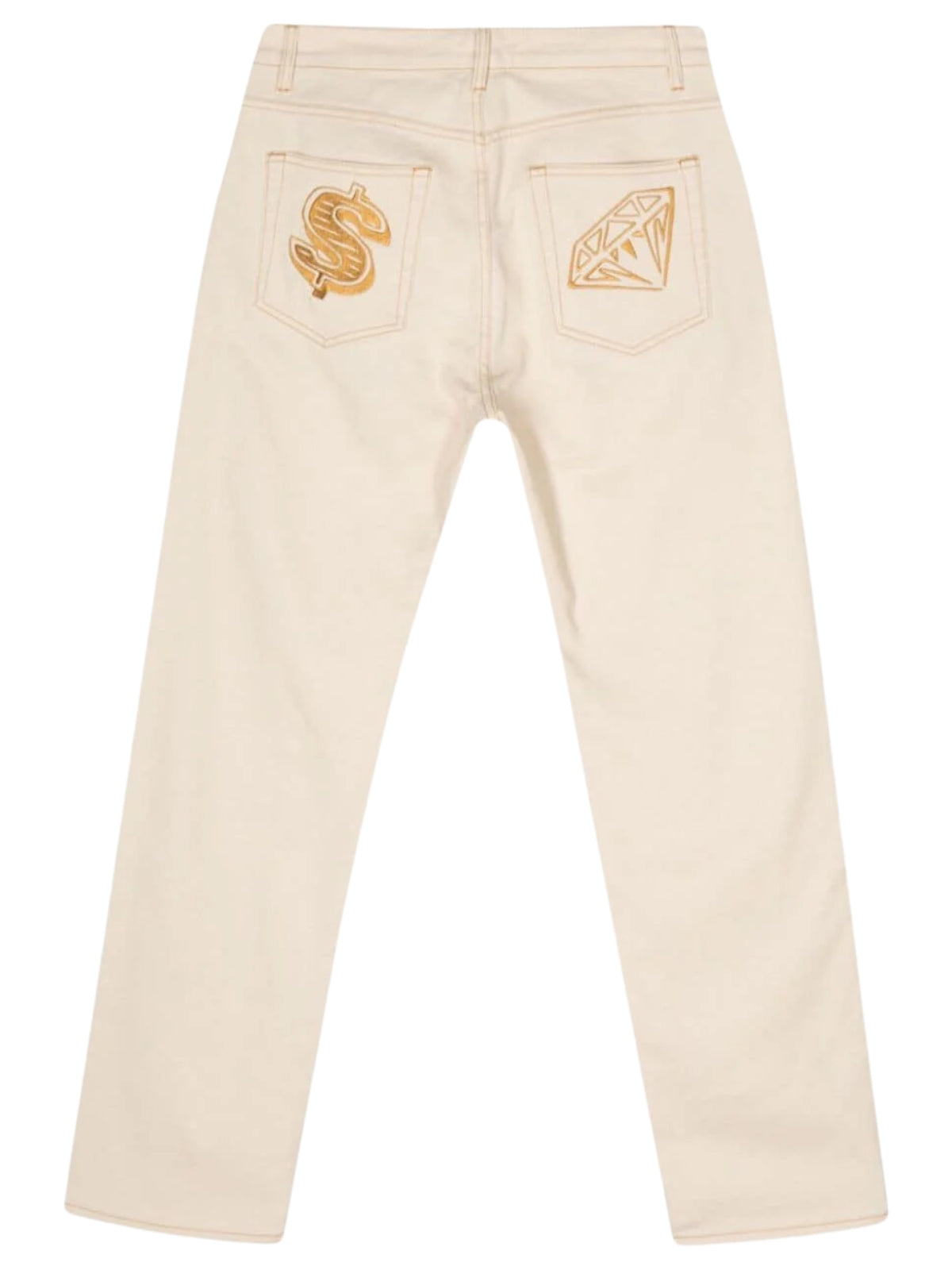 Billionaire Boys Club Jeans Diamond & Dollar Embroidered Ecru