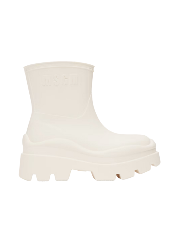 Msgm Boots Ladies Ridged Rubber Sole White