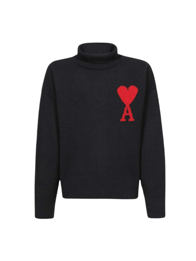 Ami Turtleneck De Coeur Logo Black