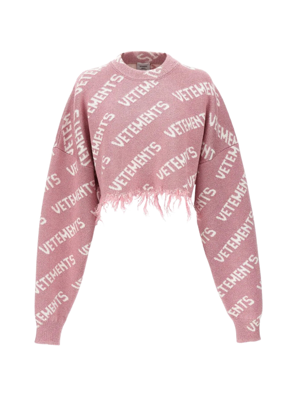 Vetements Sweater Ladies Crop Allover Logo Pink