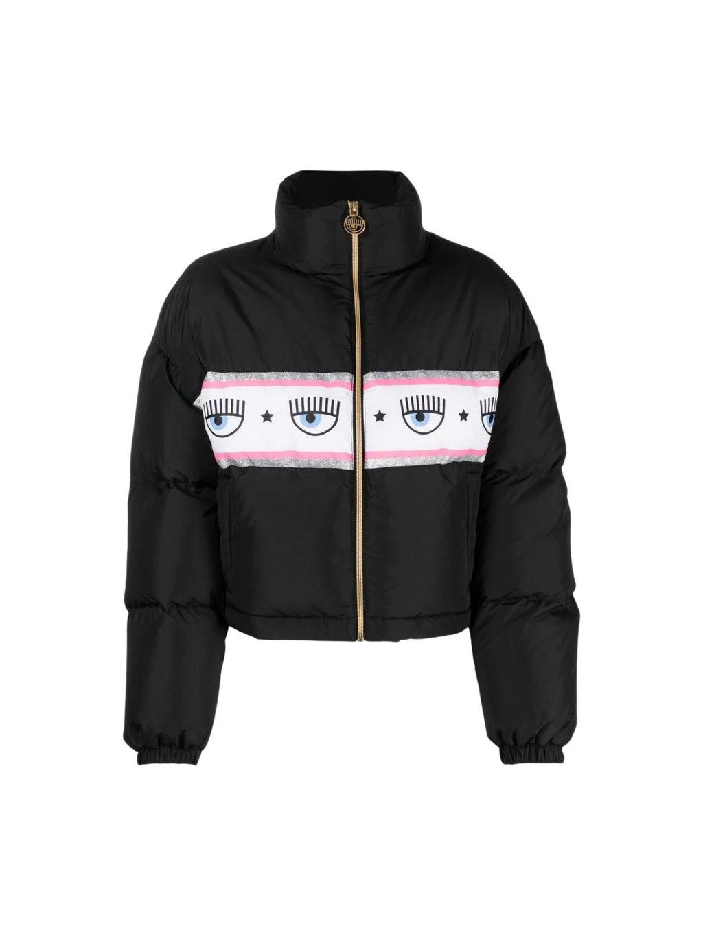 Chiara Ferragni Jacket Puffer Logo Print Black
