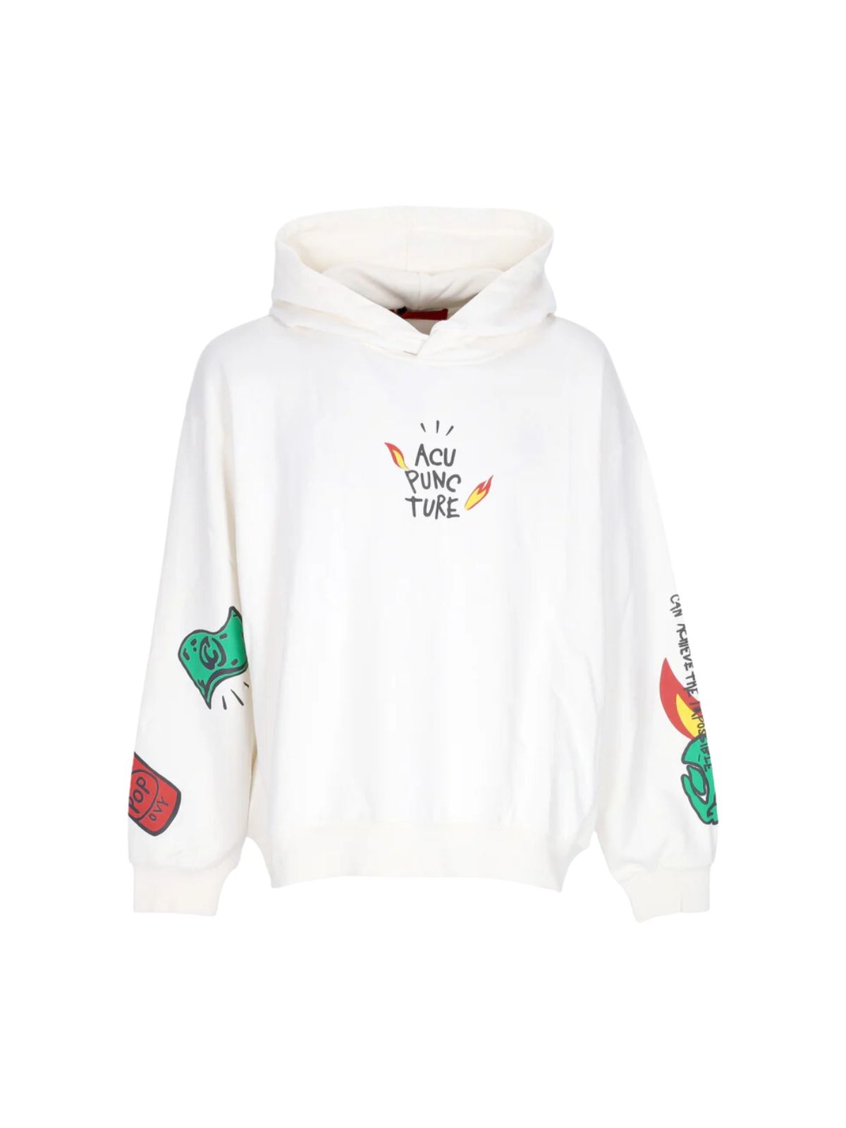 Acupuncture Hoodie Flamed Logo White