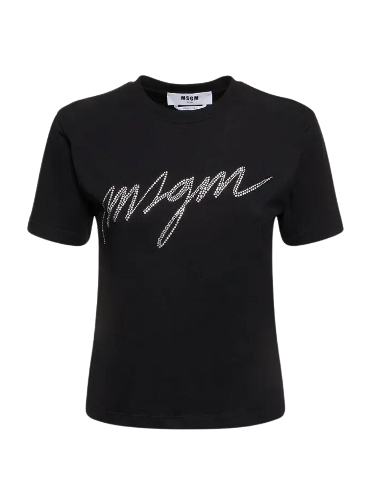 Msgm T-Shirt Ladies Diamante Logo Black