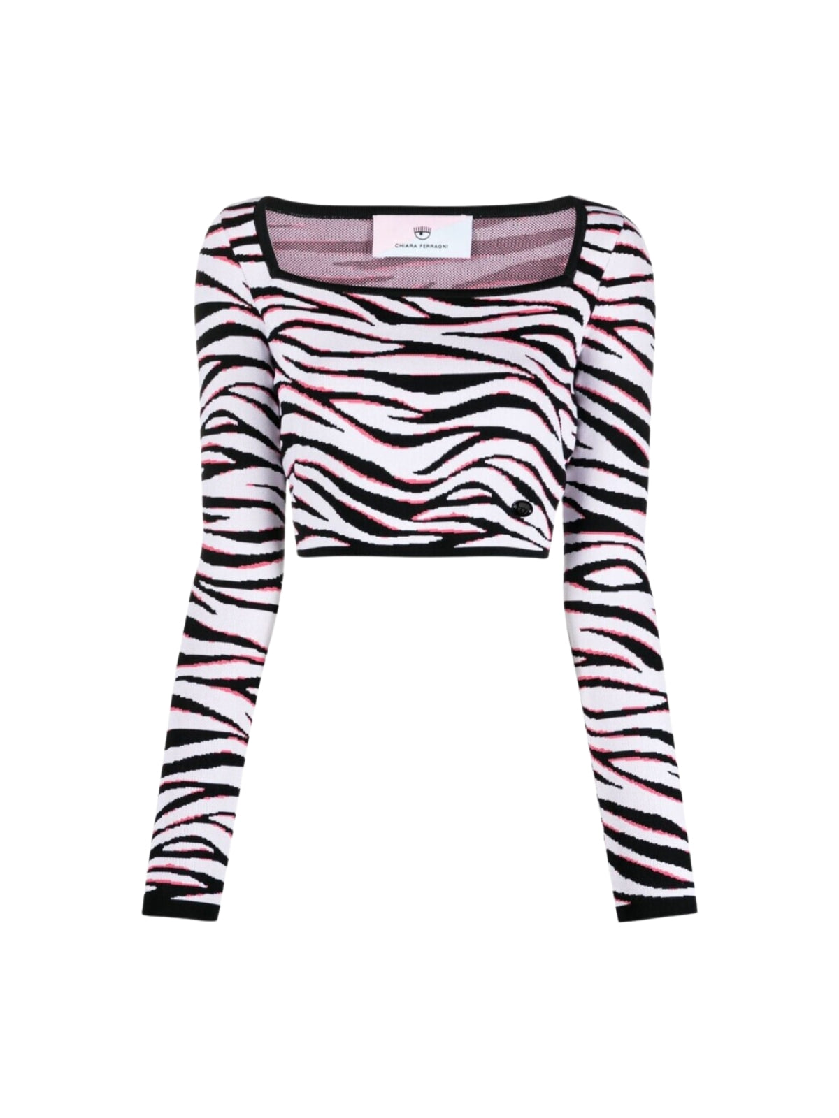 Chiara Ferragni Top Crop Ladies Zebra Black-White