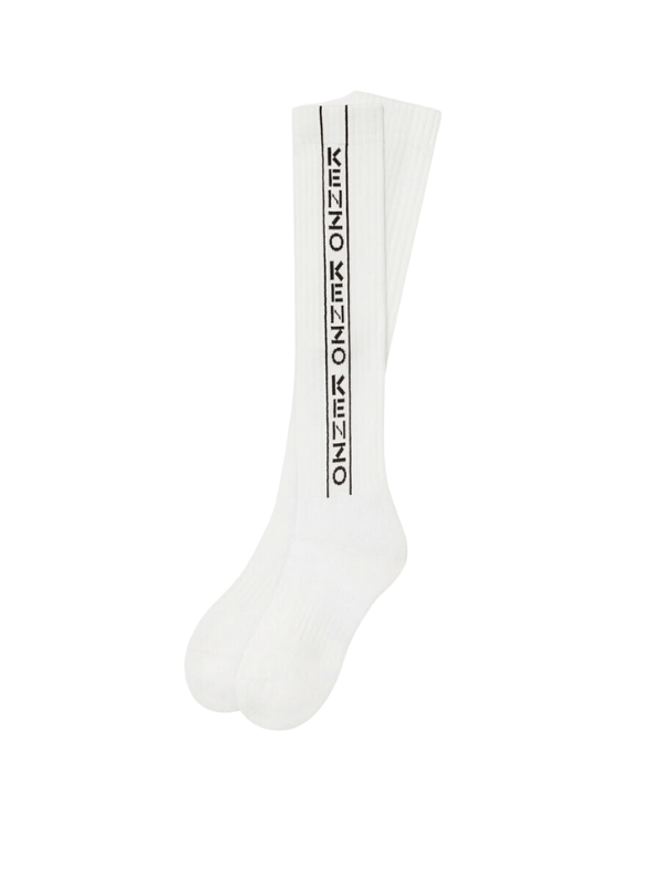 Kenzo Socks Knitted Cotton Logo Off-White