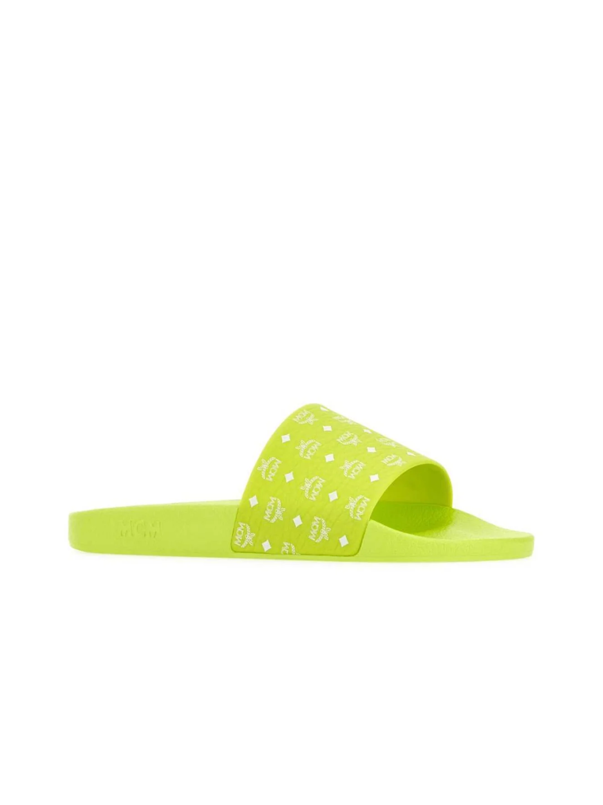 Mcm Slide Ladies Allover Logo Print Lime