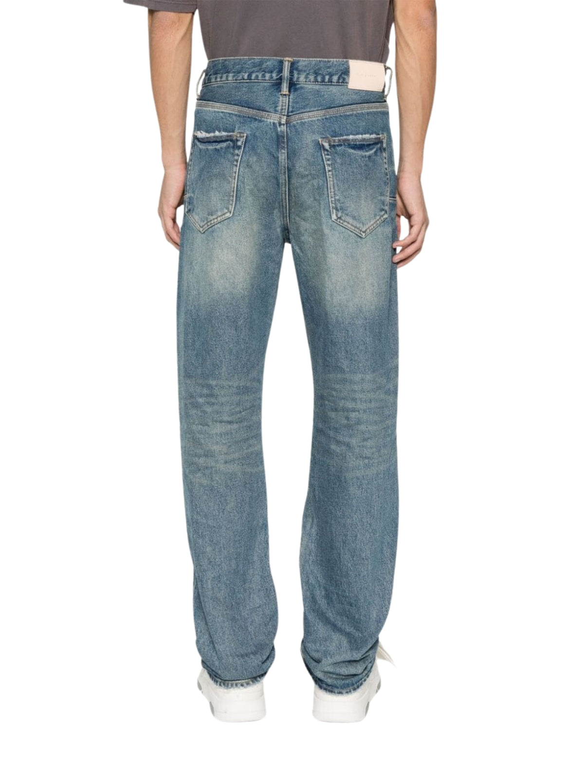 Purple Jeans Vintage Knee Slit Mid Indigo