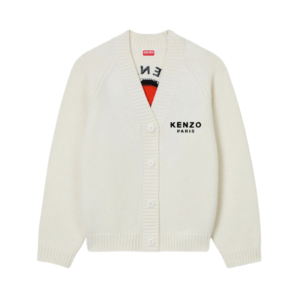 Kenzo Cardigan Boke Flower Logo White