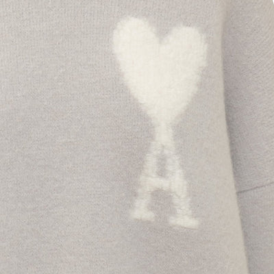 Ami Turtleneck De Coeur Logo Grey
