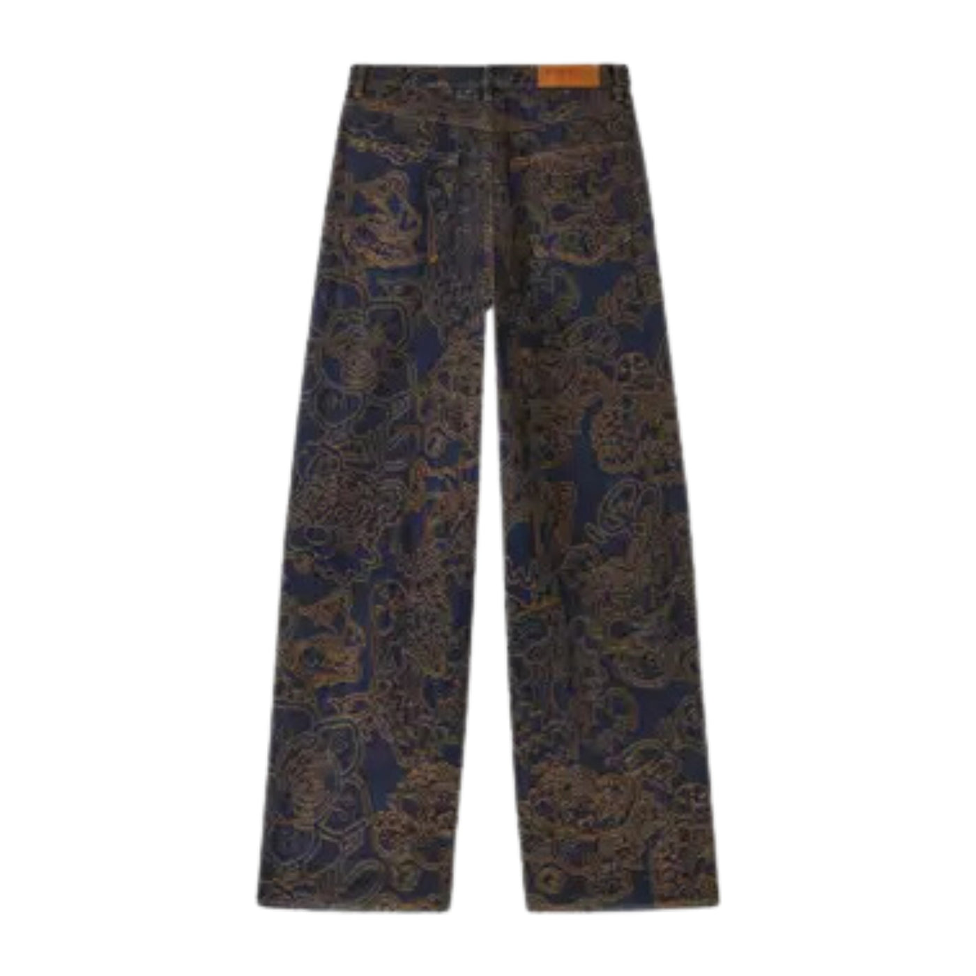 Kenzo Jeans Allover Print Wide Leg Brown-Blue