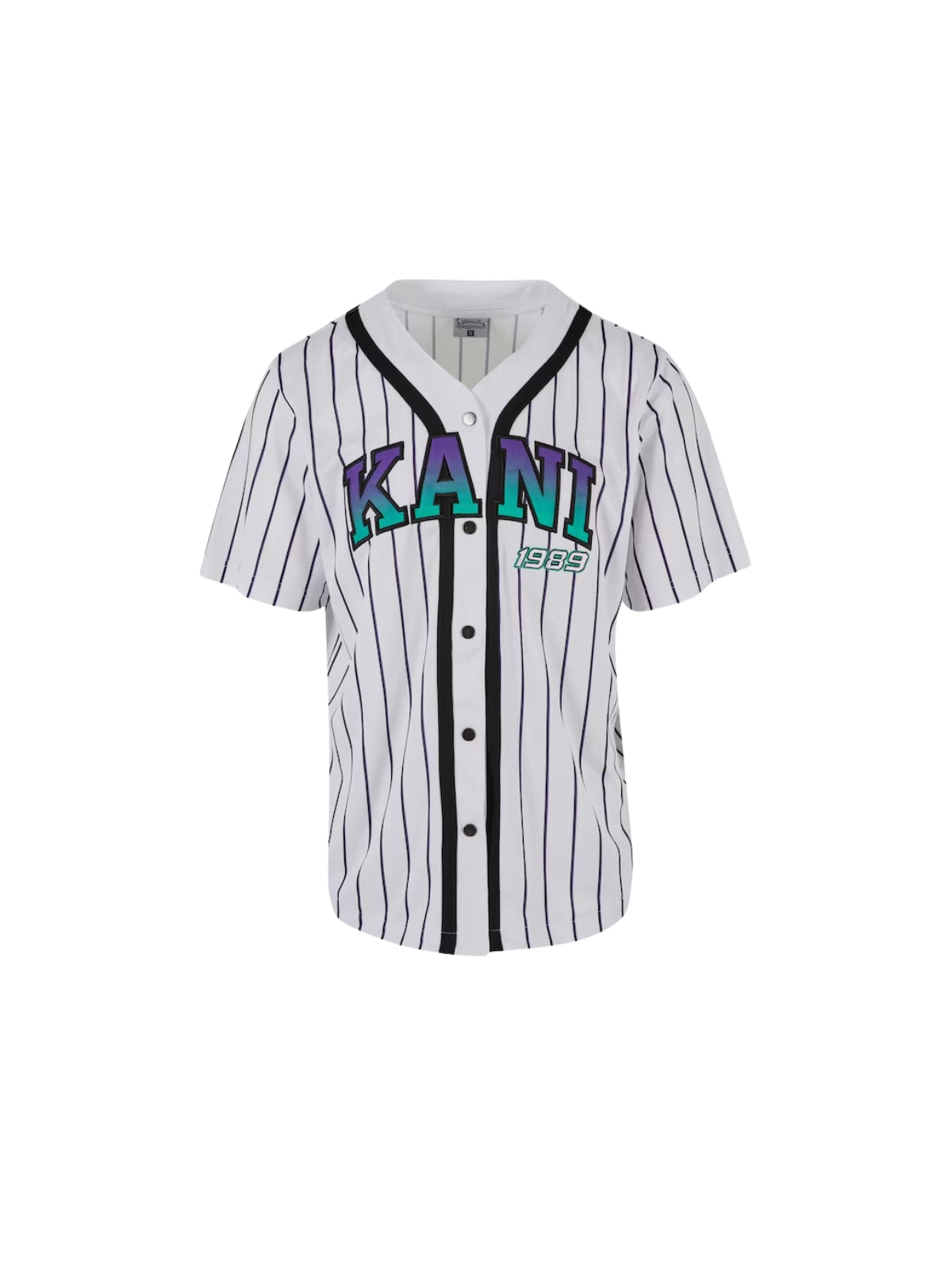 Karl Kani T-Shirt Pinstripe Baseball White-Black-Purple