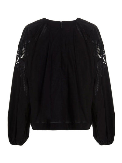 Msgm Blouse Ladies Pattern Sleeve Black