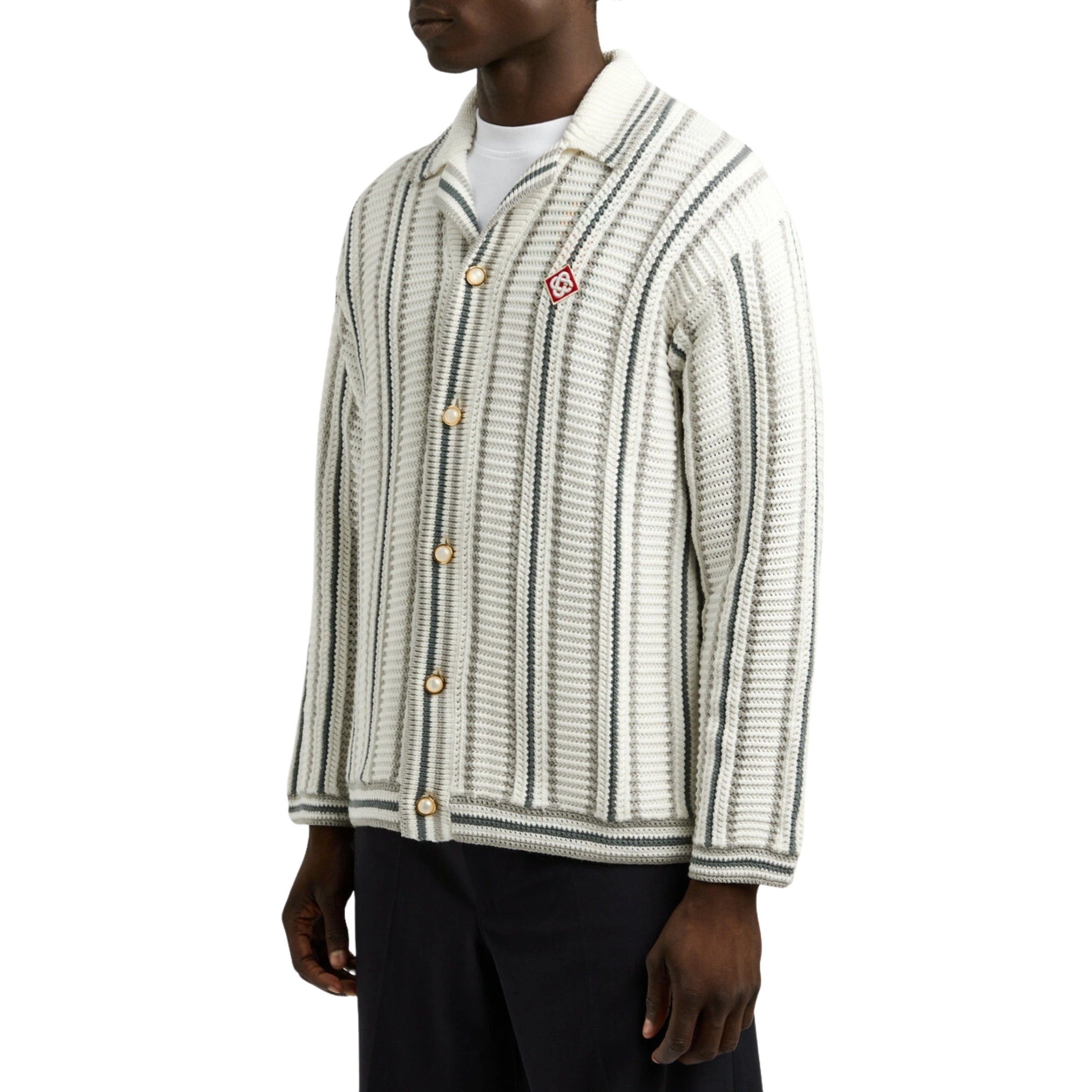 Casablanca Shirt Crochet Textured Grey-White