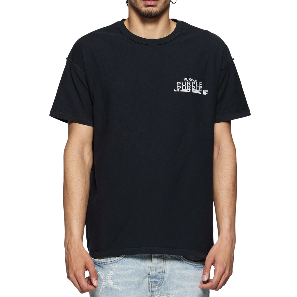 Purple T-Shirt Multi Logo Black