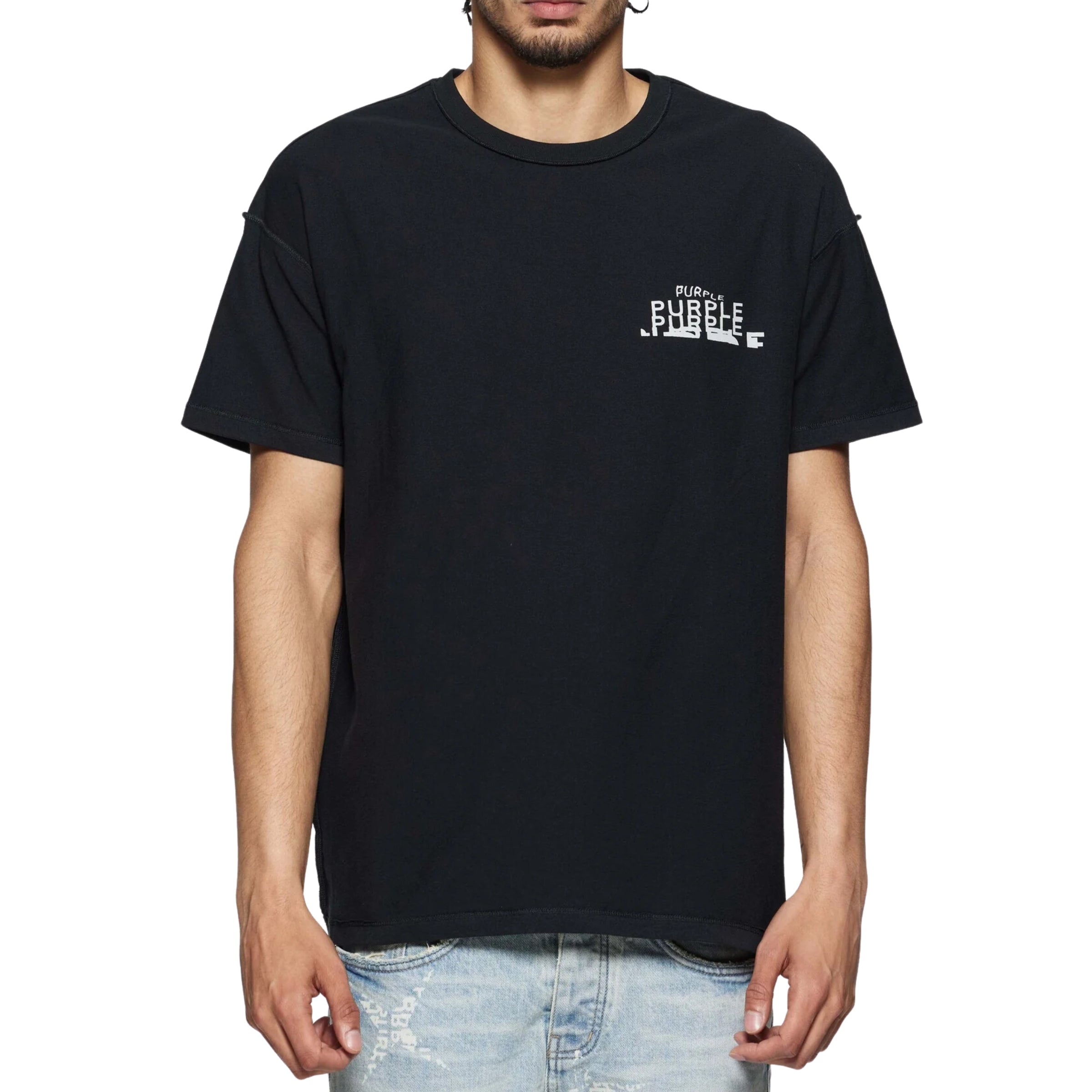 Purple T-Shirt Multi Logo Black