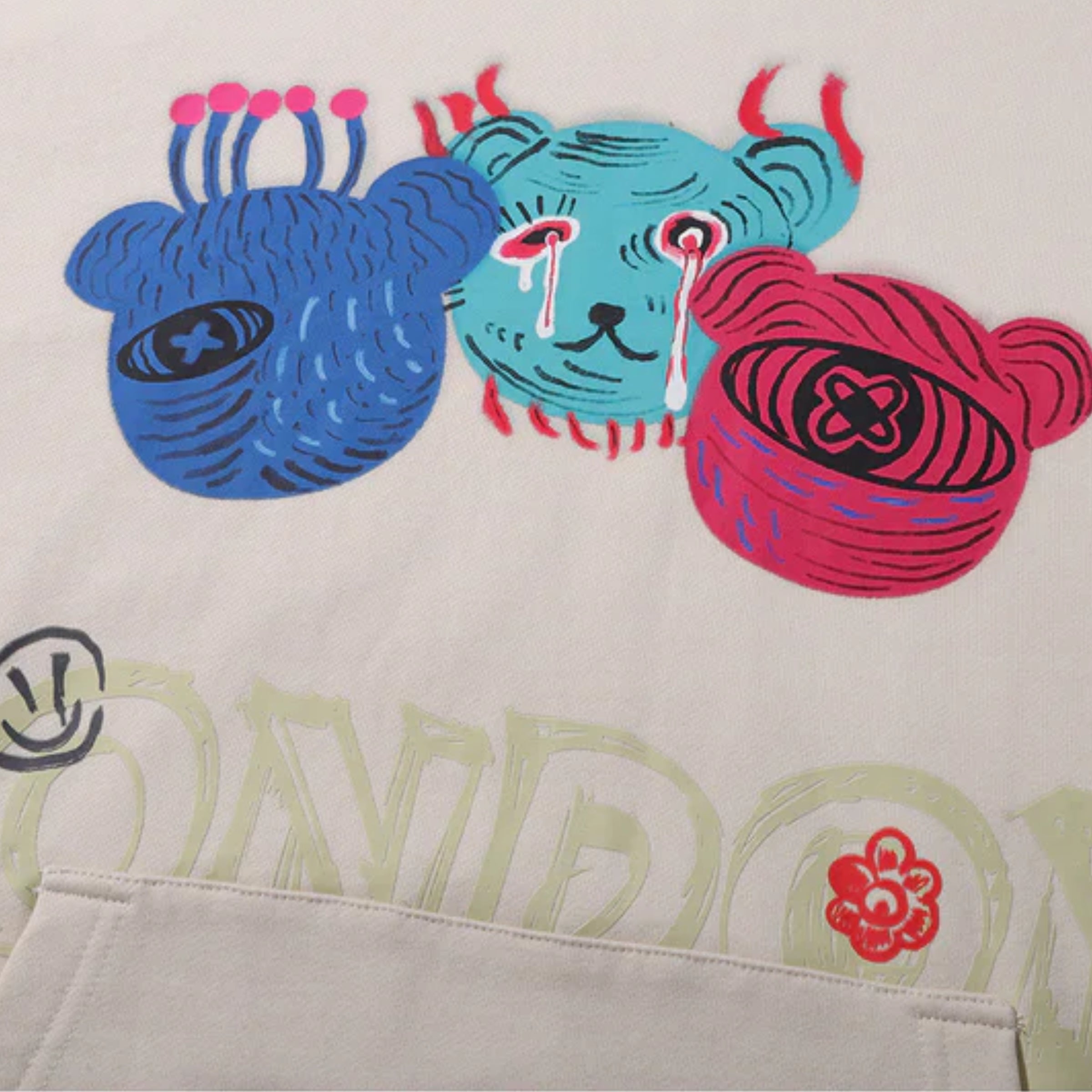 Acupuncture Hoodie Mini Monsters Cream