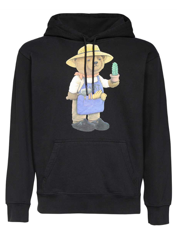 Market Hoodie Botanical Bear Black