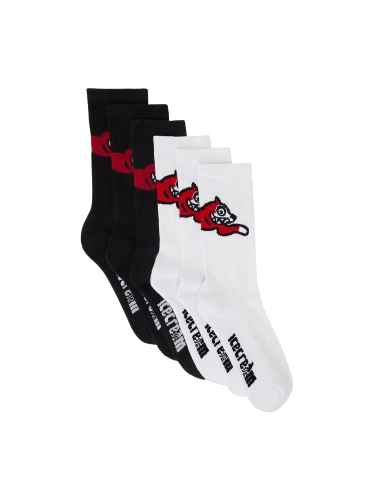 Ice-Cream Socks 6Pack Running Dog White-Black