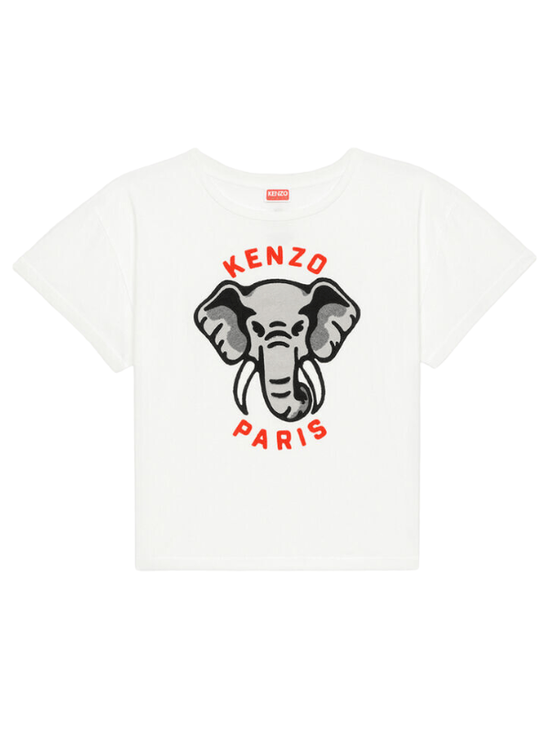 Kenzo T-Shirts Logo Elephant Off-White