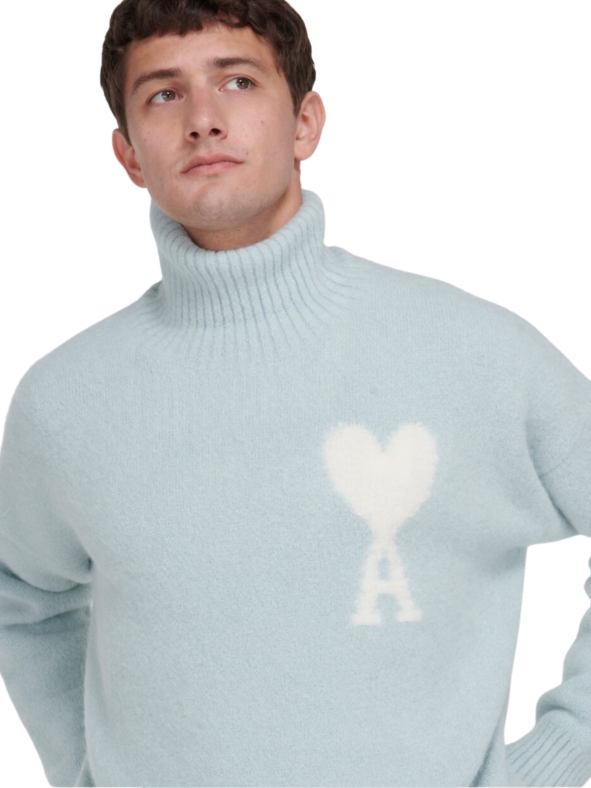 Ami Turtleneck Logo Powder Blue
