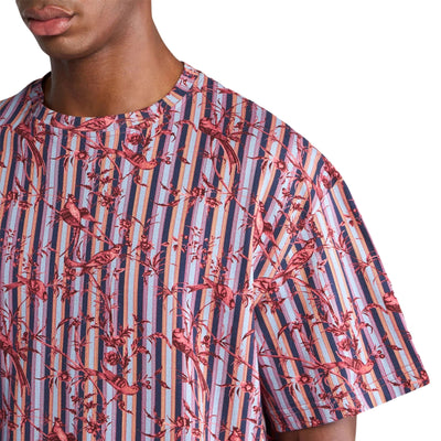 Etro T-Shirt Striped Allover Print Red-Blue