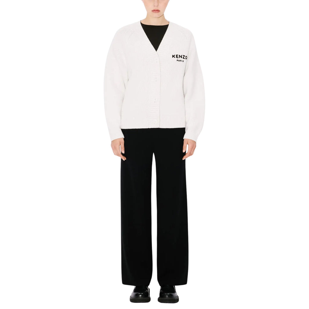 Kenzo Cardigan Boke Flower Logo White
