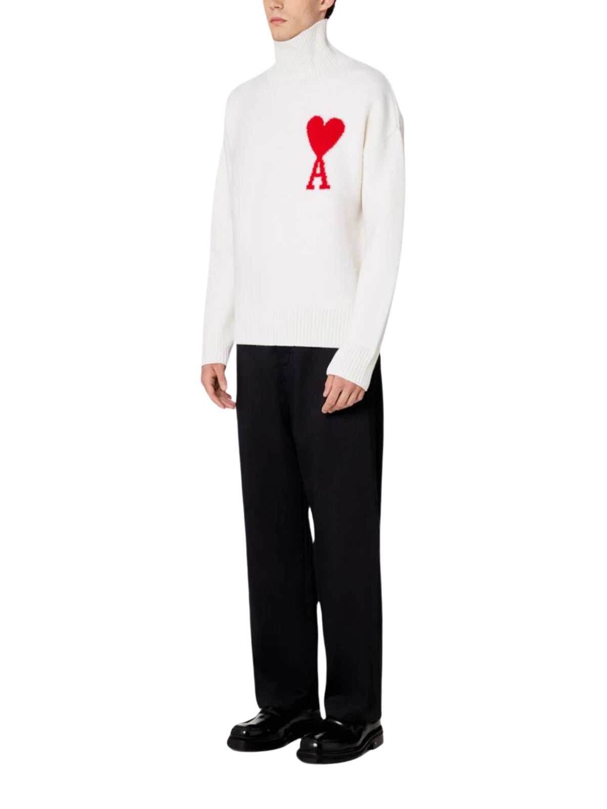 Ami Turtleneck De Coeur Logo White