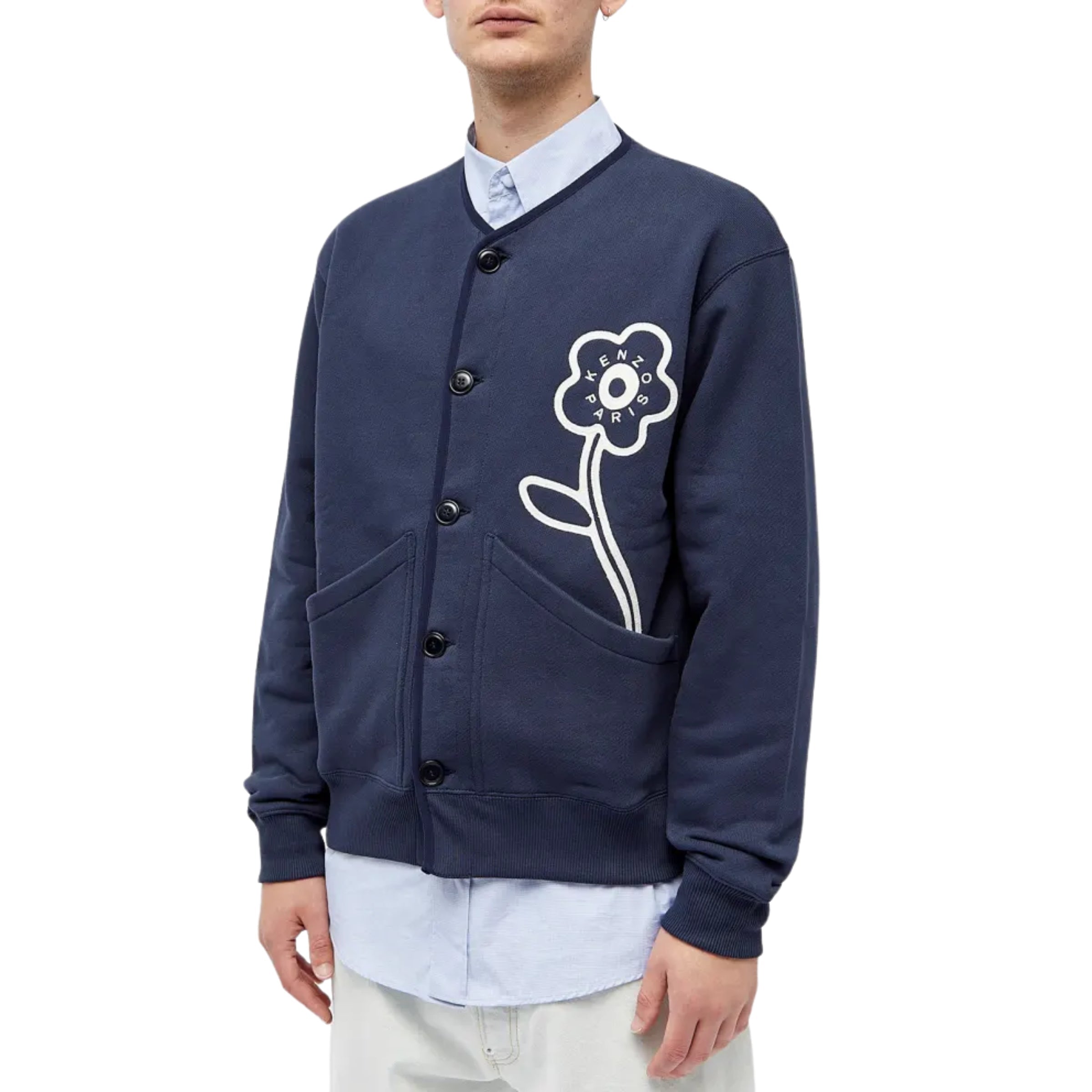 Kenzo Cardigan Butoon Down Flower Navy