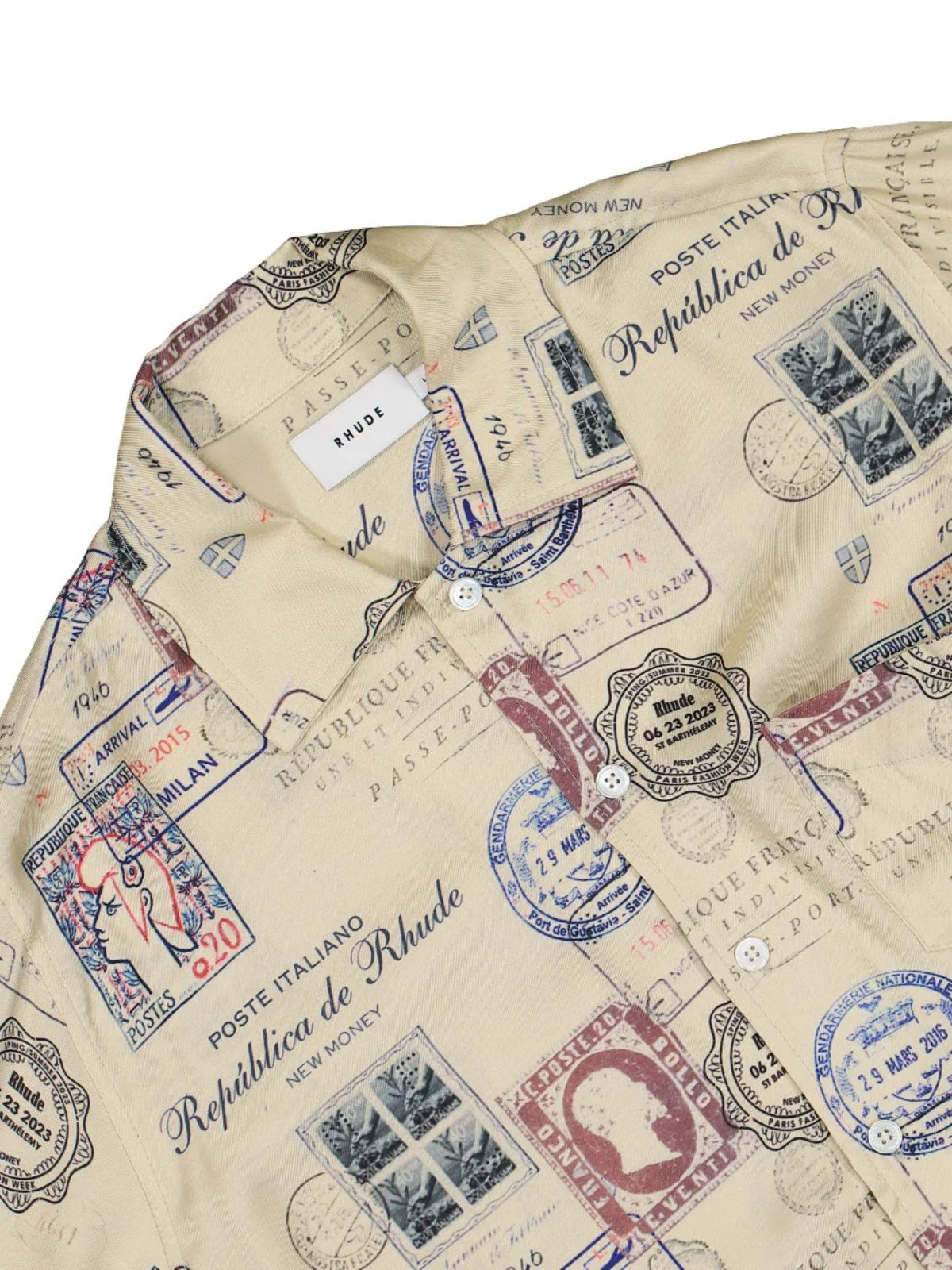 Rhude Shirt Passport Stamp Beige