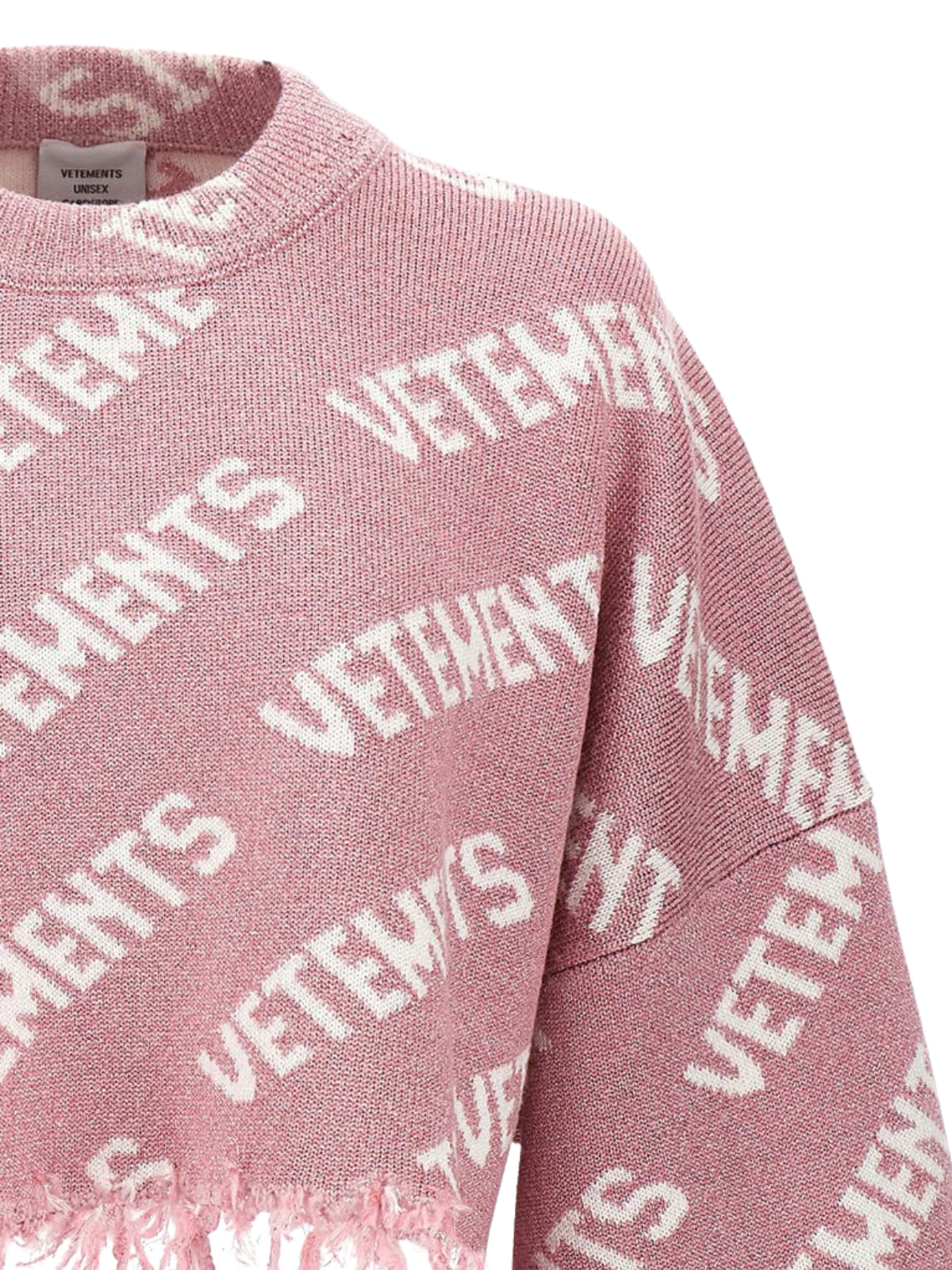 Vetements Sweater Ladies Crop Allover Logo Pink
