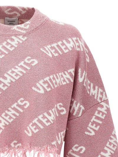 Vetements Sweater Ladies Crop Allover Logo Pink