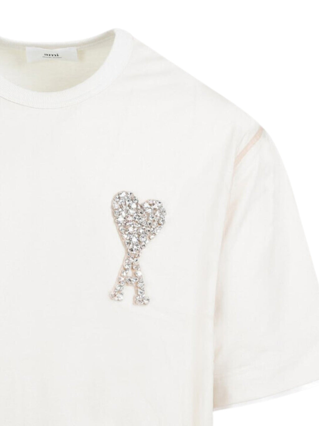 Ami T-Shirt Crystal-Embellished Logo White