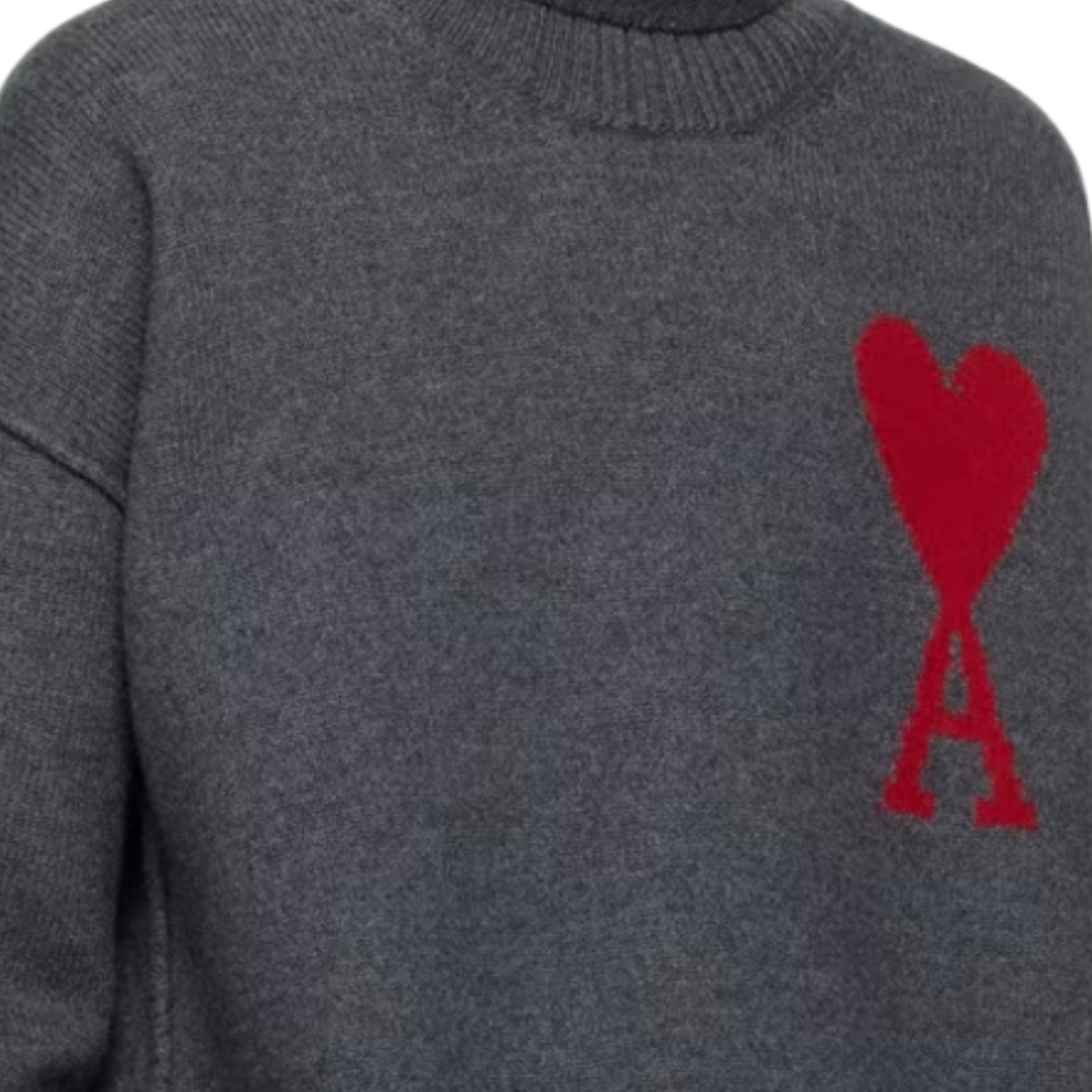 Ami Turtleneck De Coeur Logo Dark Grey