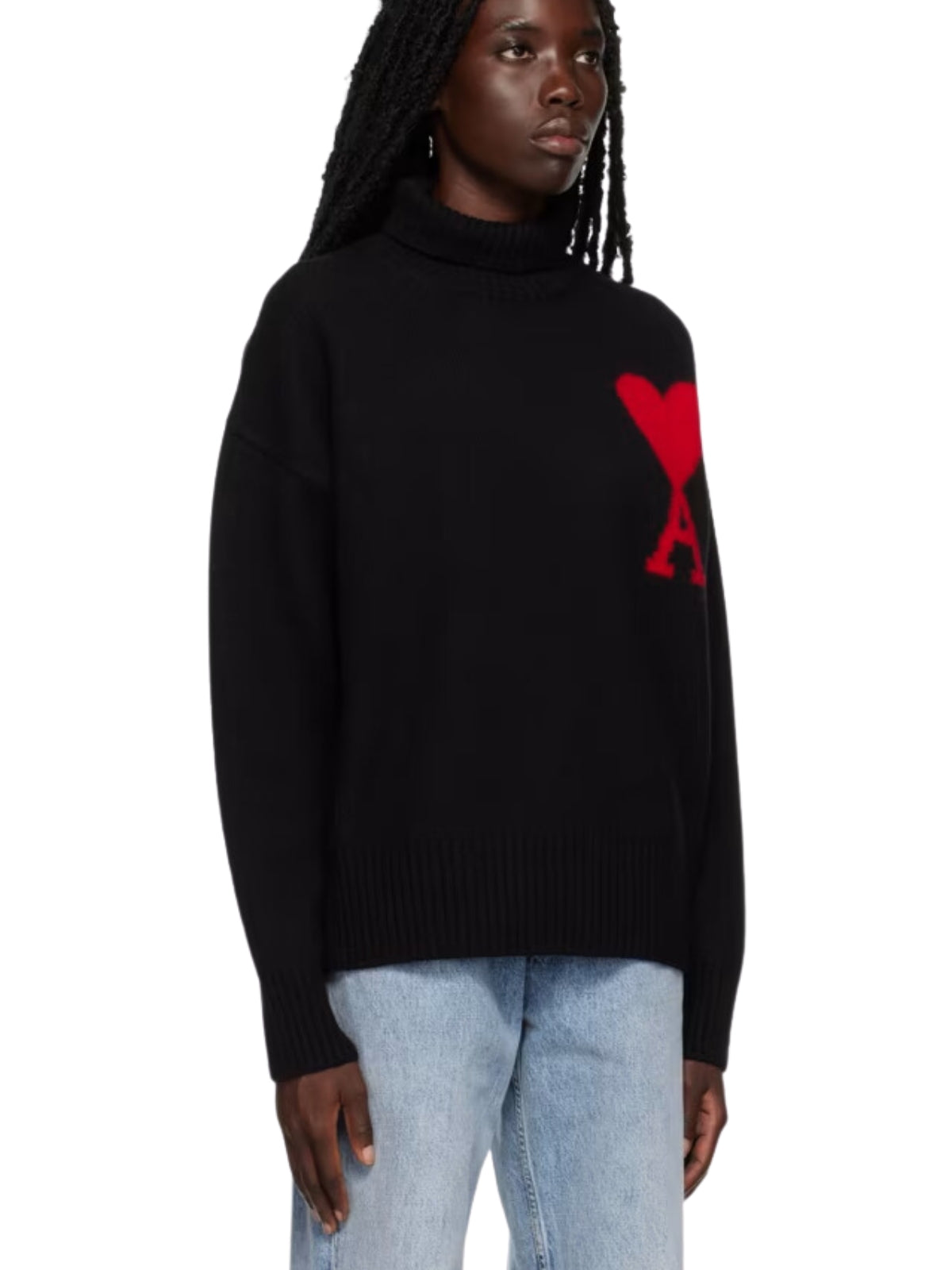 Ami Turtleneck De Coeur Logo Black
