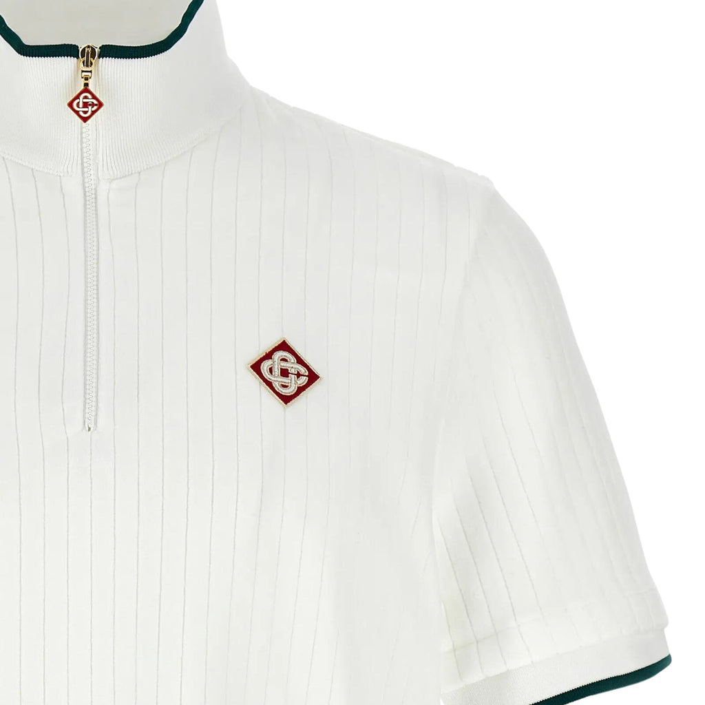 Casablanca T-Shirt Velour 1/4 Zip Top White