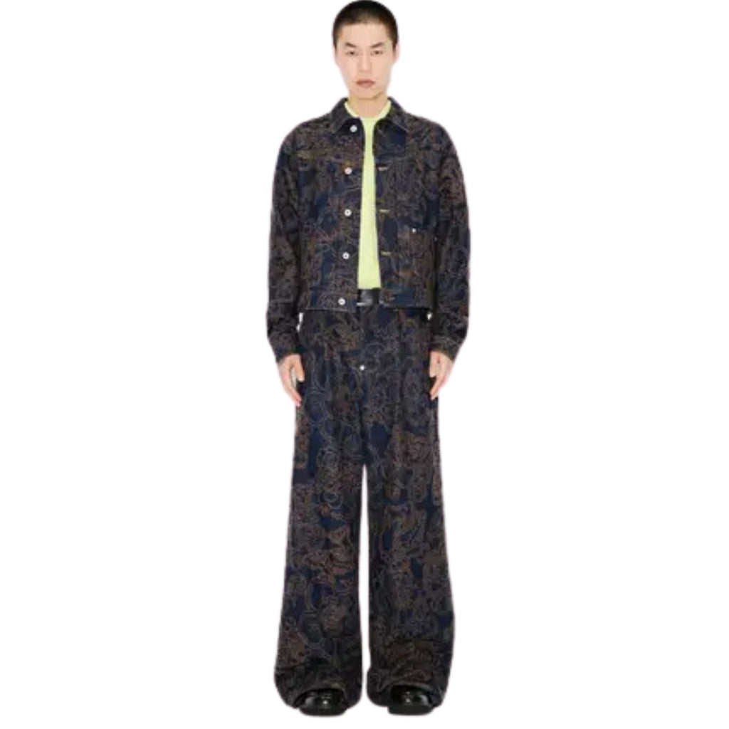 Kenzo Jeans Allover Print Wide Leg Brown-Blue