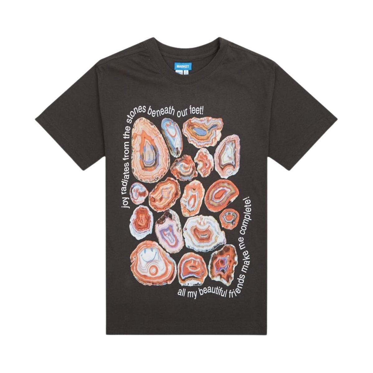 Market T-Shirt Smiley Radiating Joy Washed Black