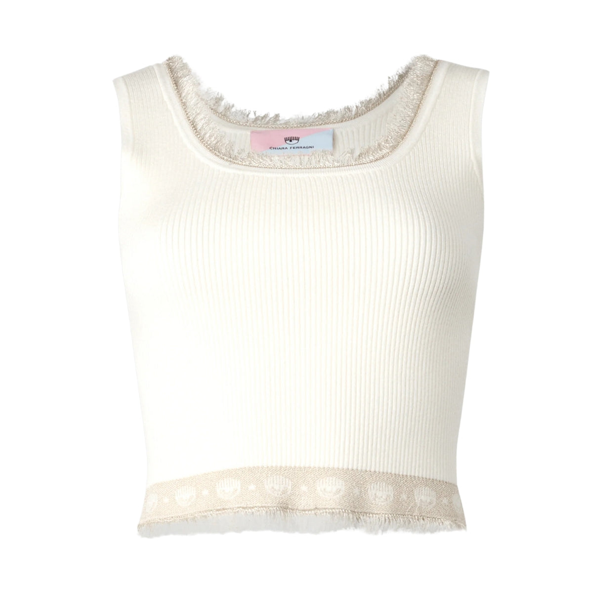 Chiara Ferragni T-Shirt Knit Fringe White