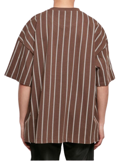 Karl Kani T-Shirt Striped Logo Brown-Light Blue