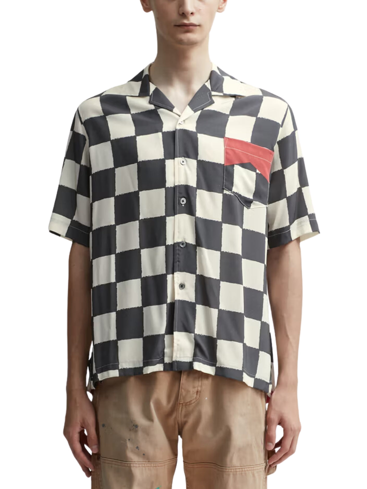 Rhude Shirt Checkered Ivory-Black-Red