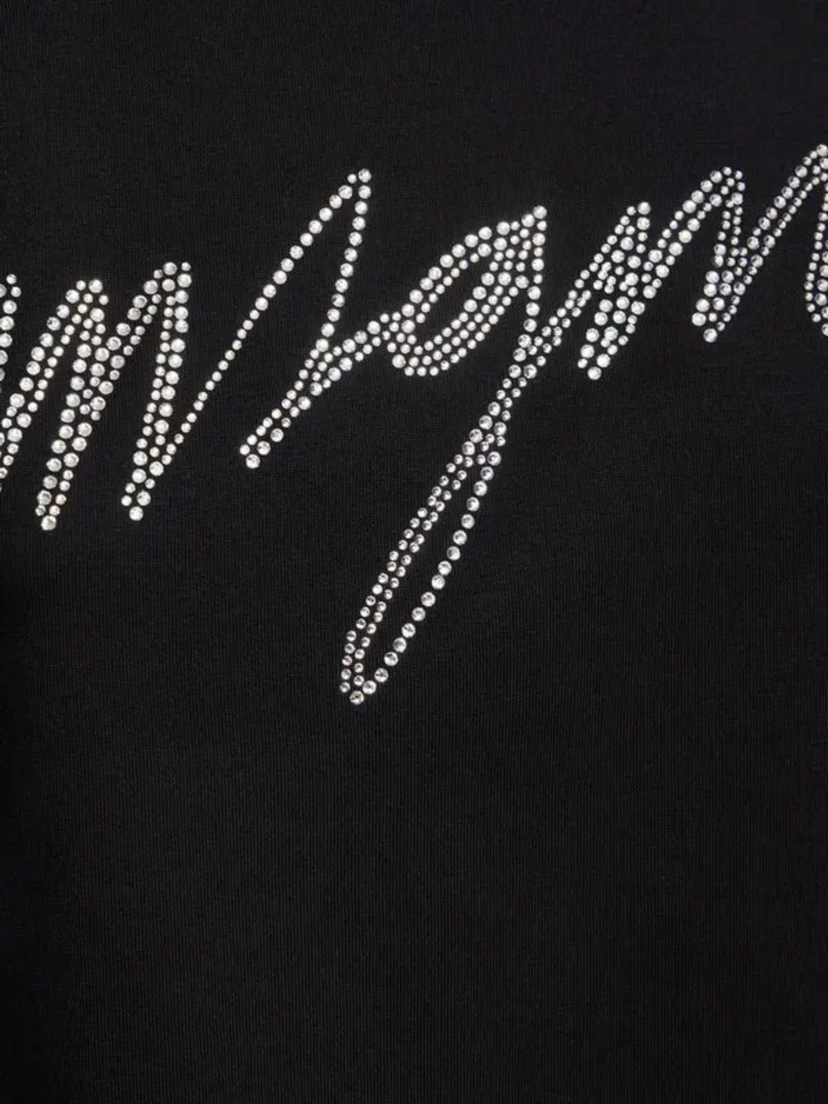 Msgm T-Shirt Ladies Diamante Logo Black
