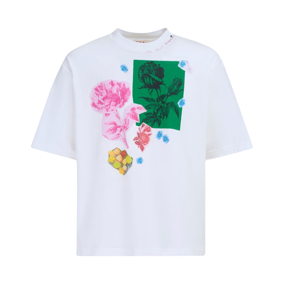 Marni T-Shirt Graphic Rose Print White