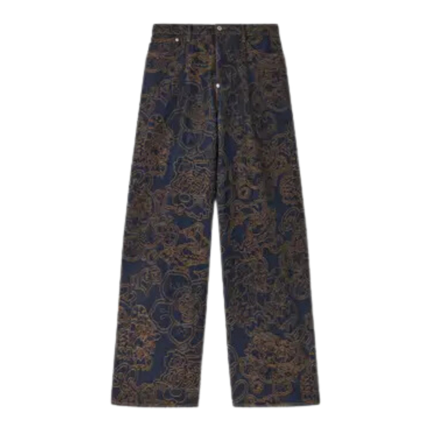 Kenzo Jeans Allover Print Wide Leg Brown-Blue