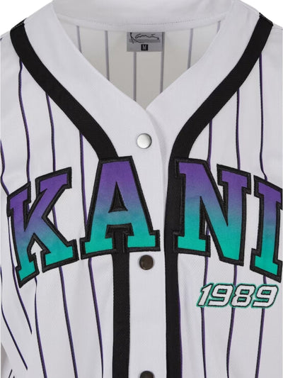 Karl Kani T-Shirt Pinstripe Baseball White-Black-Purple