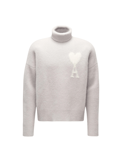 Ami Sweater Turtleneck Logo Grey