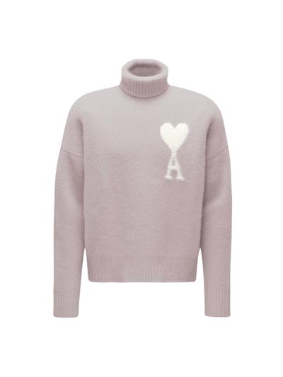 Ami Turtleneck De Coeur Logo Grey