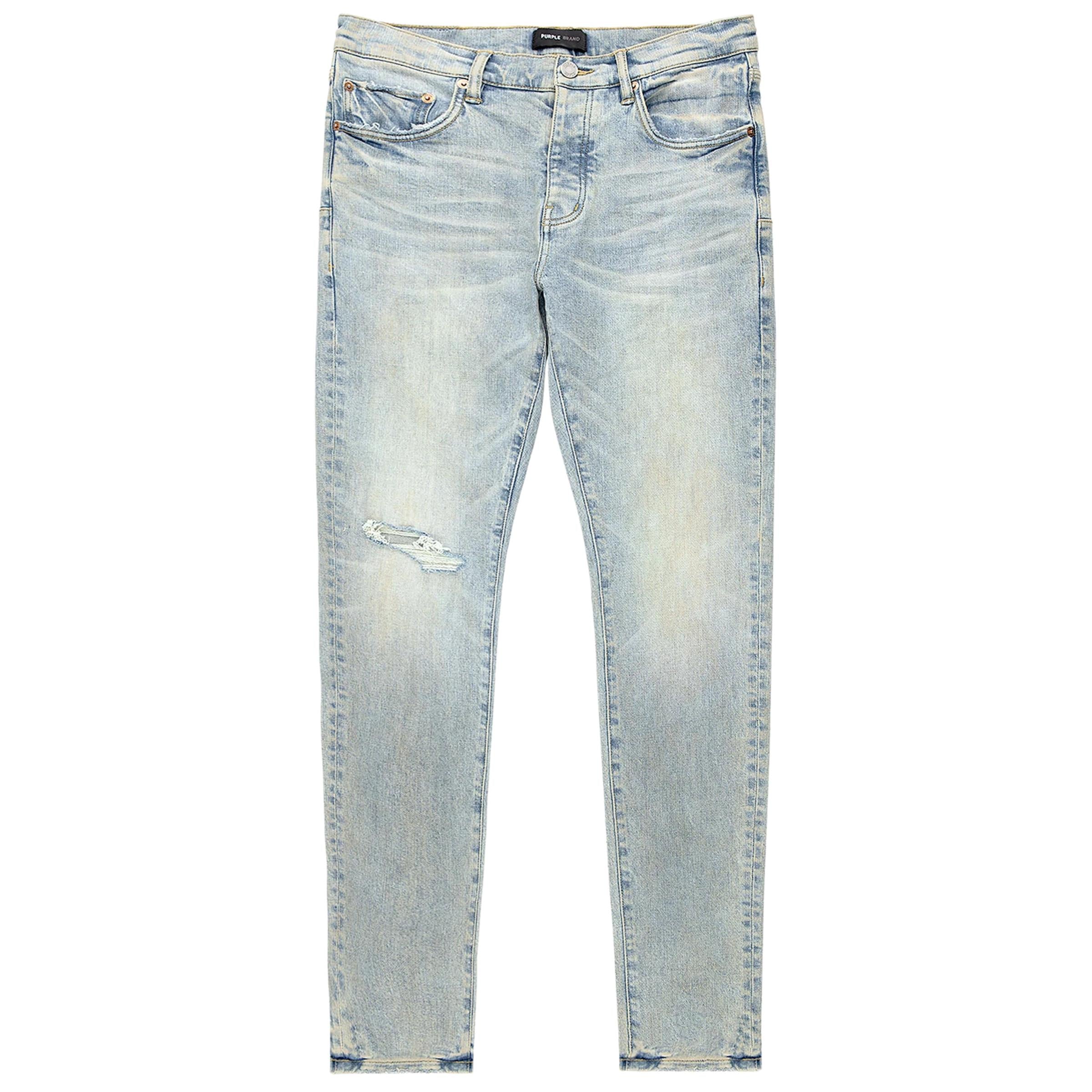 Purple Jeans Rip Stone Wash