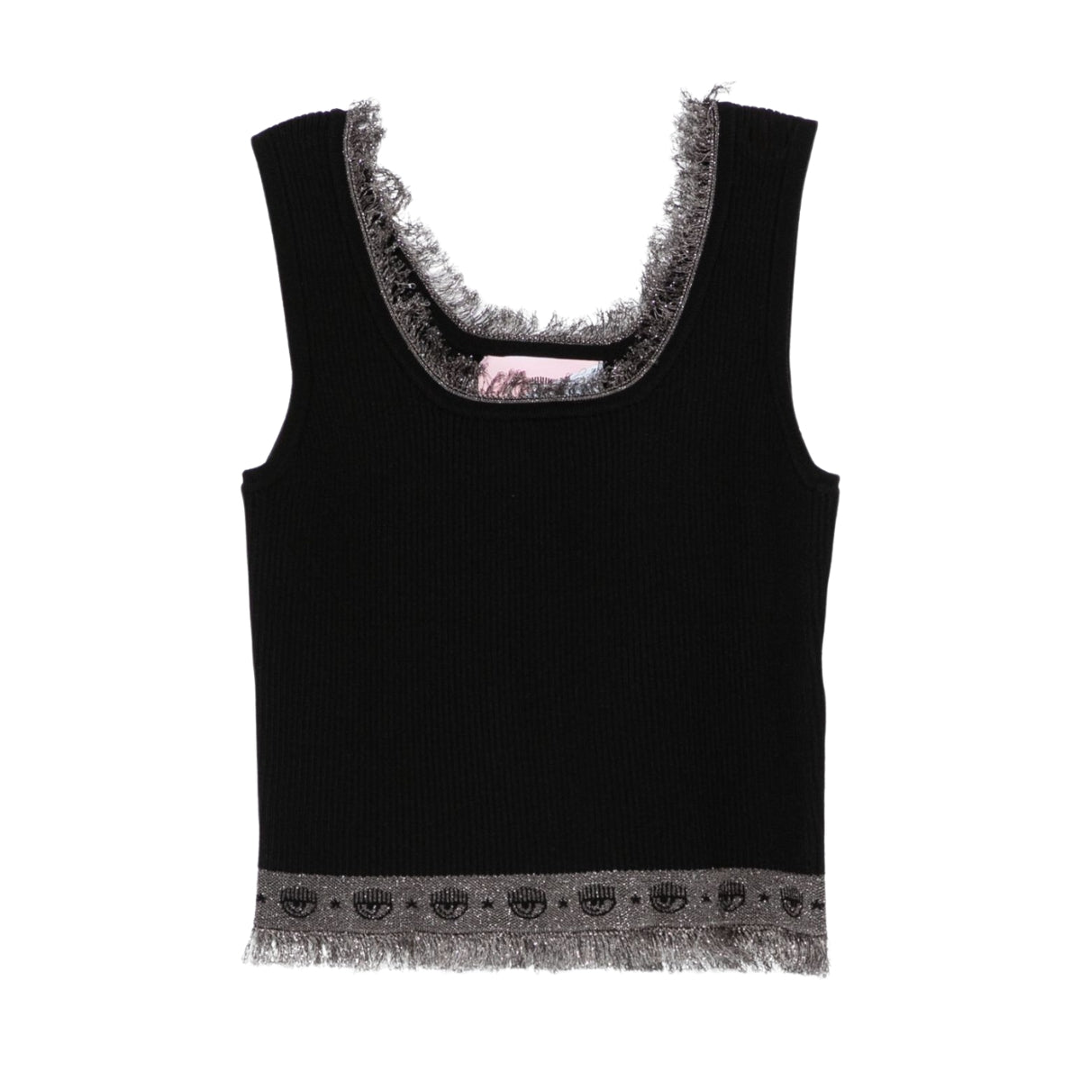 Chiara Ferragni T-Shirt Knit Fringe Black