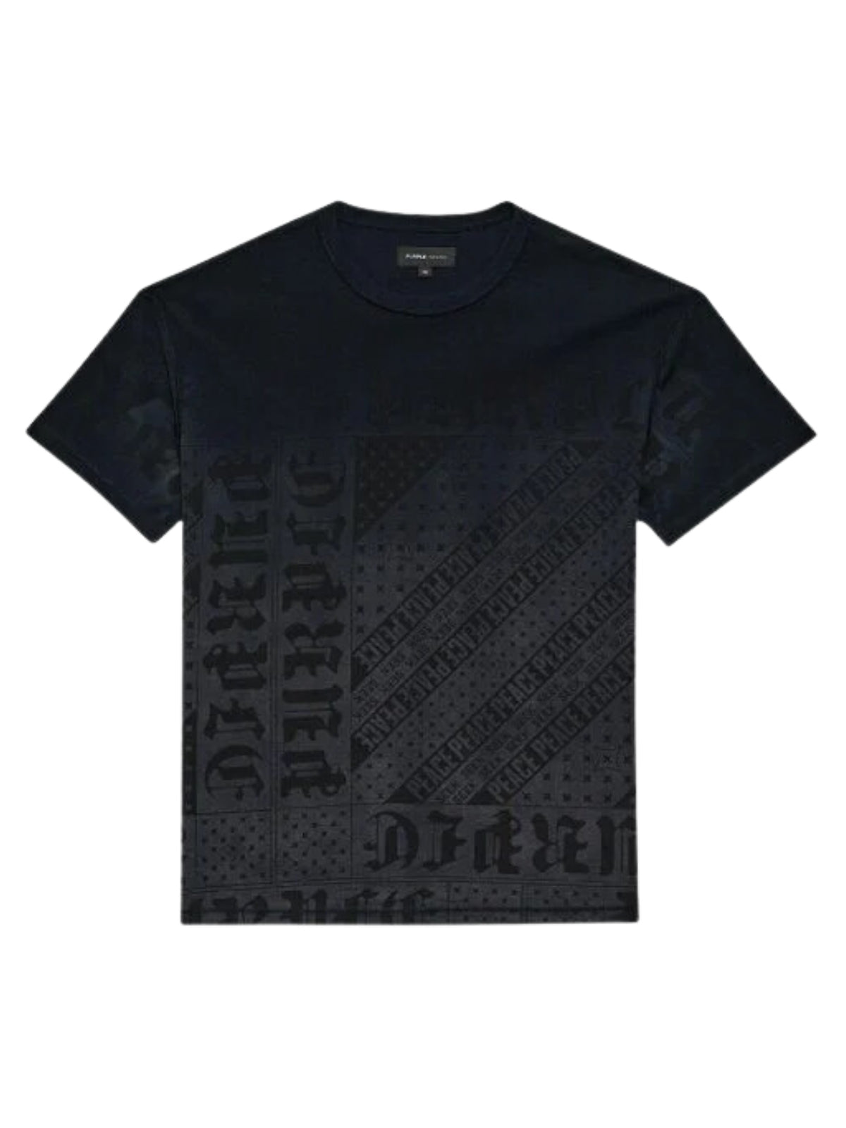 Purple T-Shirt Allover Shadow Print Black