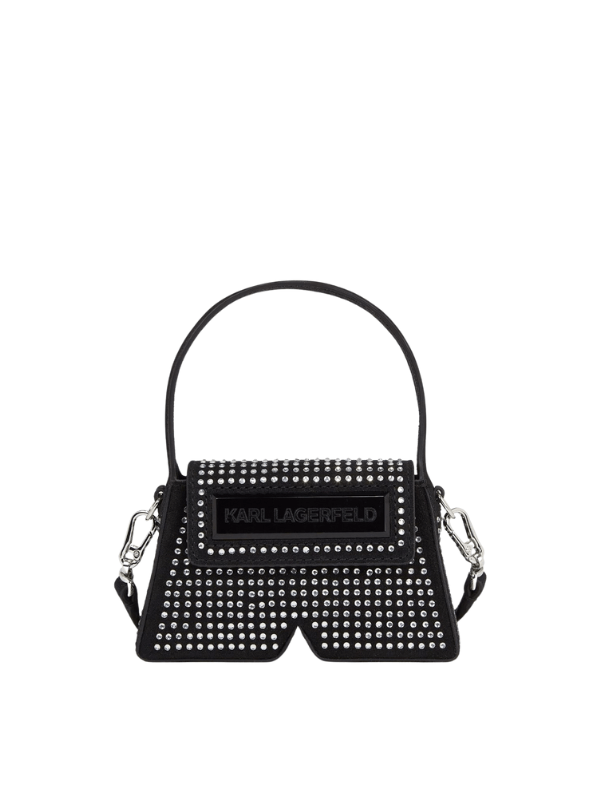Karl Lagerfeld Bag Shoulder Crystal Embellished Logo Black